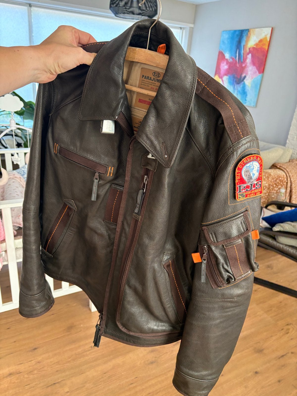 Parajumpers Leren Jas - Bruin - Maat L, Kleding | Heren, Ophalen of Verzenden, Zo goed als nieuw, Maat 52/54 (L), Bruin