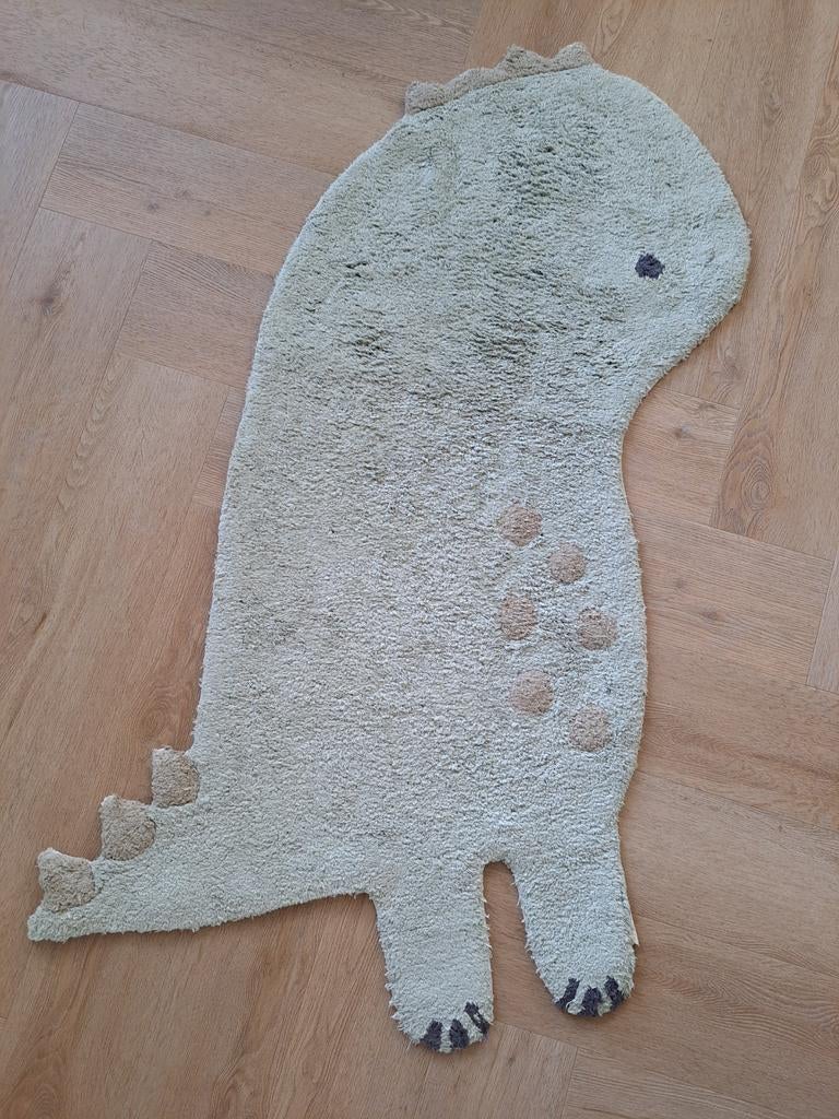 Petit Amélie Dino vloerkleed., Dinosaurus, Kinderkamer, Speels, 100 tot 150 cm, Groen, Zo goed als nieuw