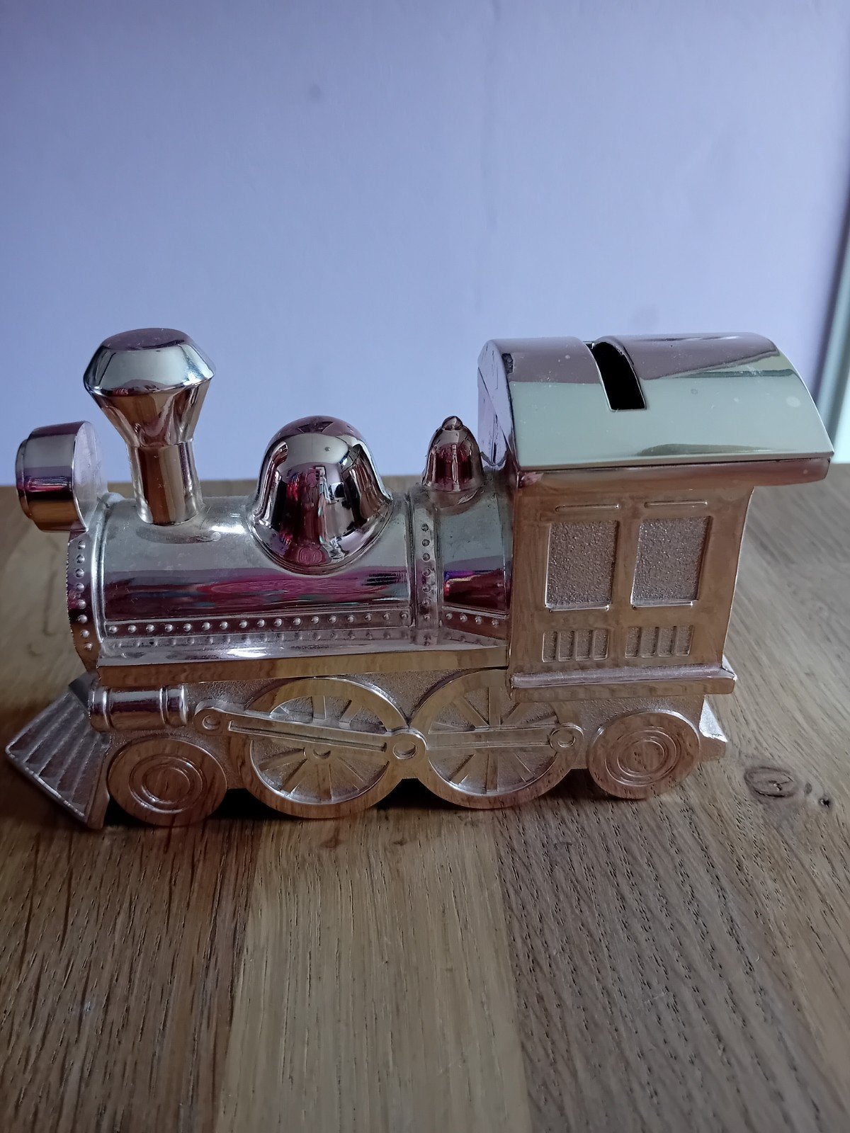 Zilverkleurige Trein Spaarpot - Vintage Stijl, Ophalen of Verzenden, Gebruikt, Metaal of Blik, Vervoermiddel