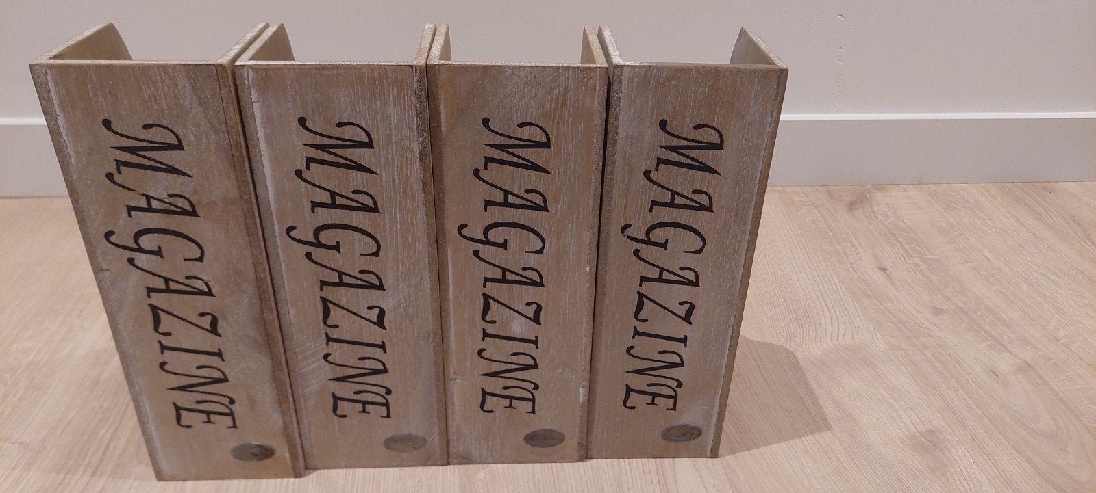 4 houten magazinehouders - stijlvol en praktisch, Ophalen, Minder dan 50 cm, Gebruikt, Minder dan 50 cm