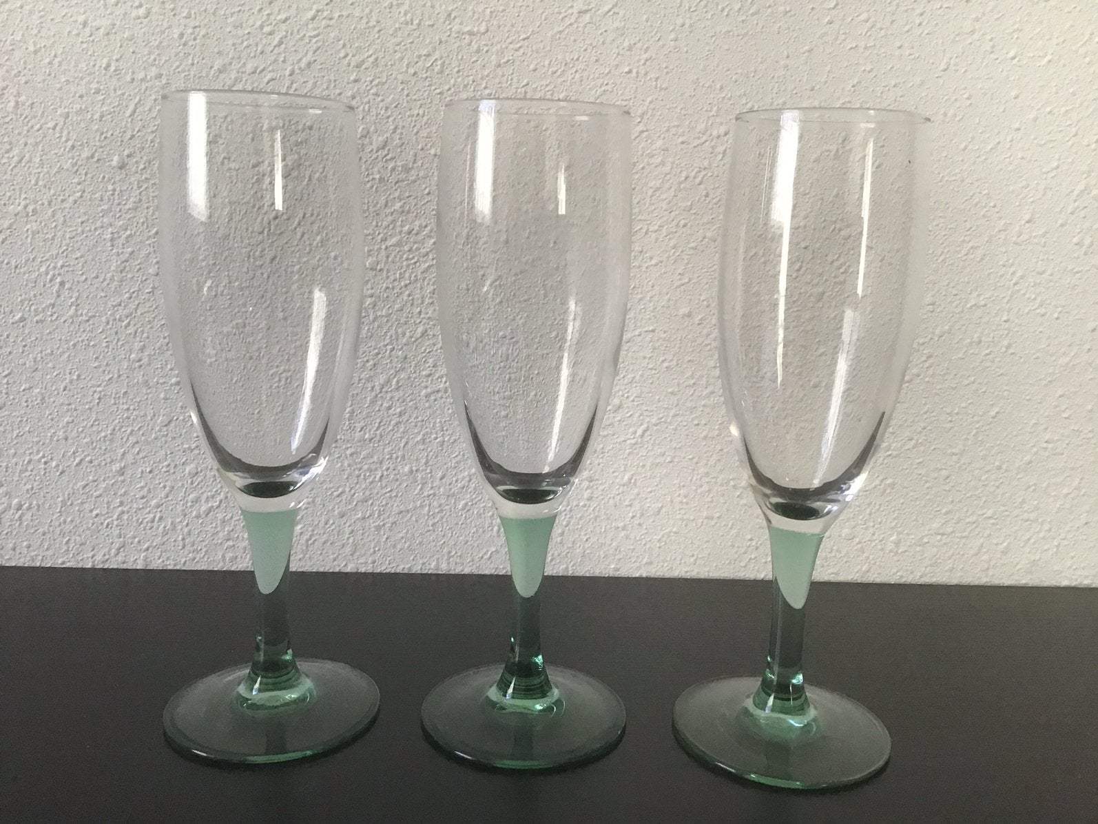 Luminarc groene steel, flute, champagne glazen., Verzamelen, Ophalen of Verzenden, Zo goed als nieuw, Overige typen