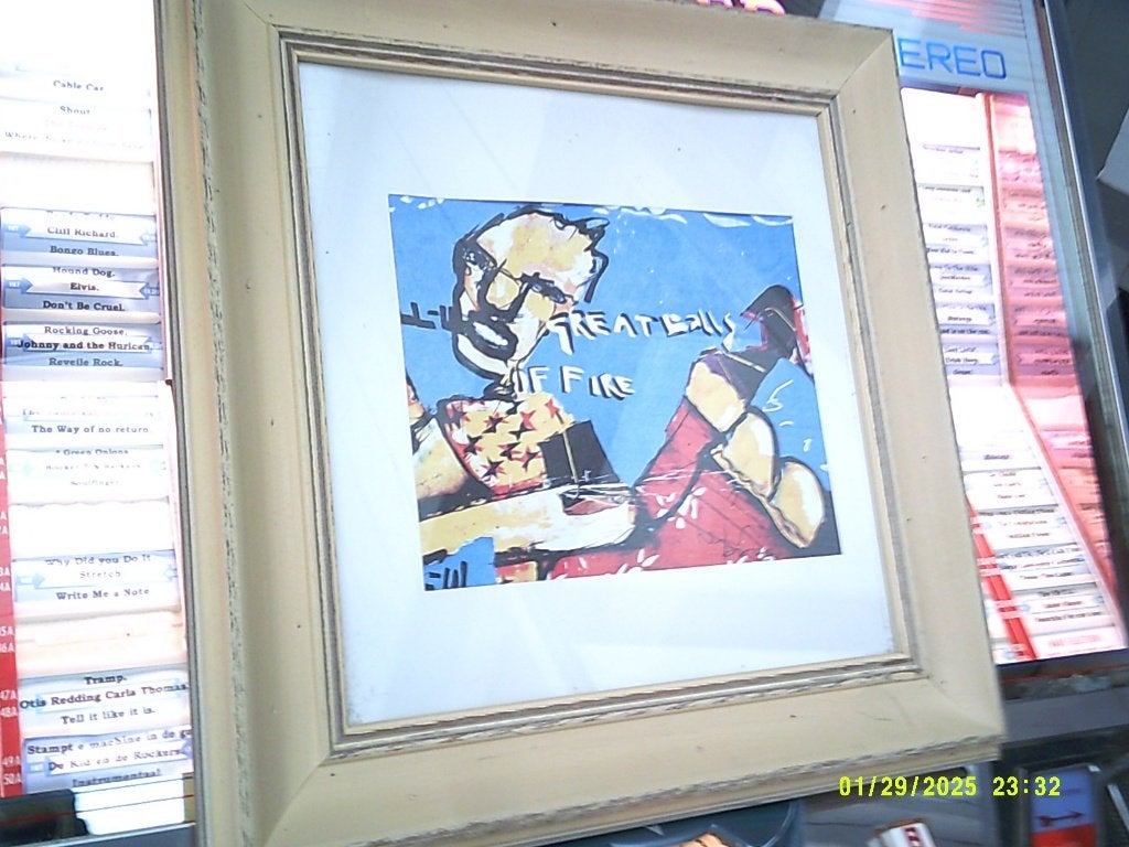 Ingelijste 'Great Balls of Fire' print - Namaak, Antiek en Kunst, Ophalen of Verzenden
