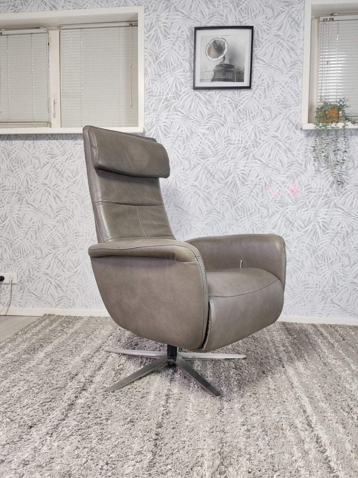 Hukla leren design relax fauteuil handmatig, 75 tot 100 cm, Ophalen of Verzenden, Zo goed als nieuw, Onbekend