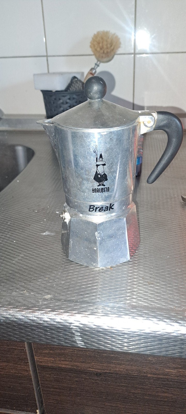 Bialetti Break Moka Pot - Klassieke Aluminium Koffiepot, Ophalen, Gebruikt, Overige modellen, Gemalen koffie