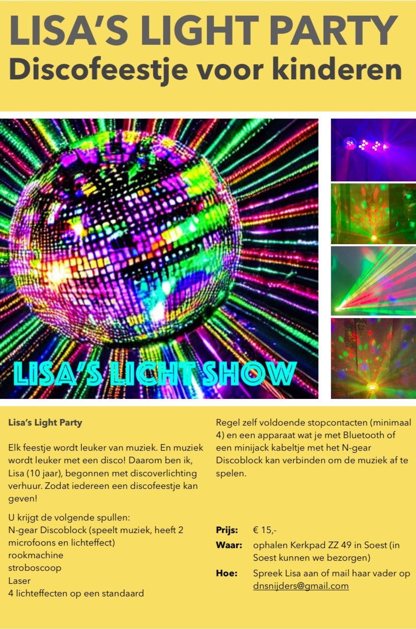 TE HUUR kinderdisco muziek licht laser rookmachine, Ophalen, Gebruikt, Licht, Geluidgestuurd