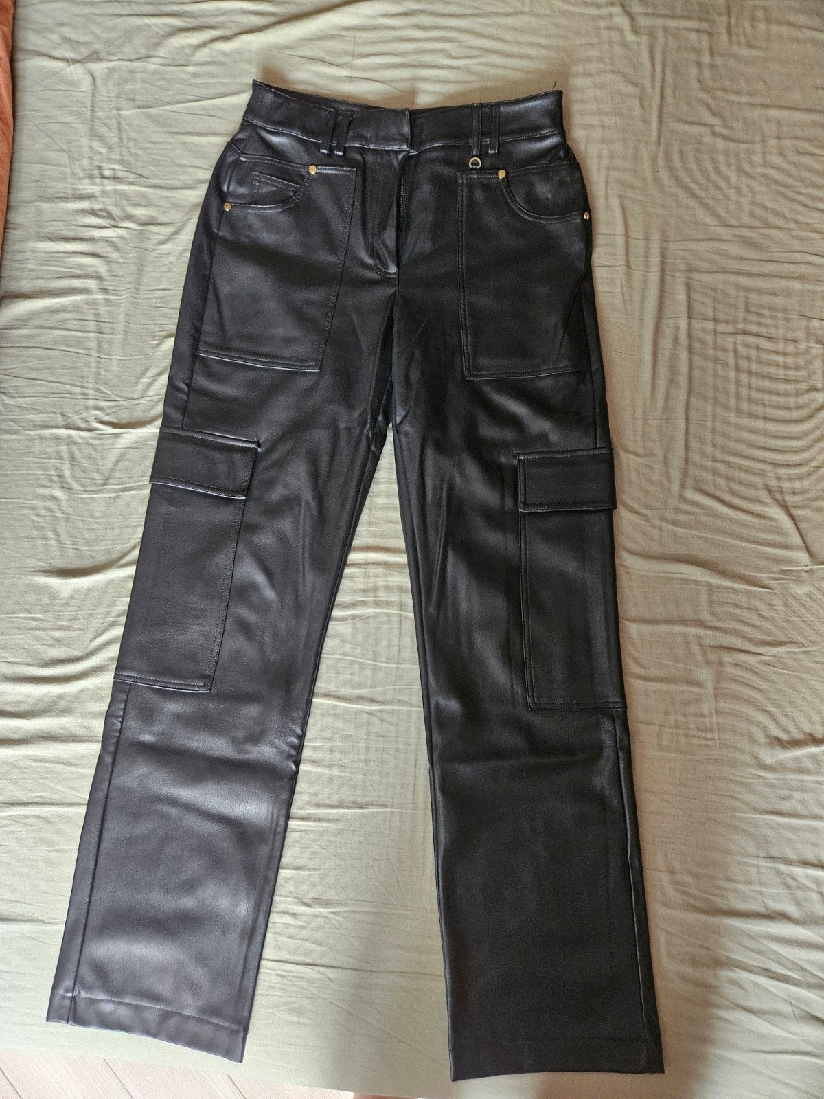 Nikkie leren broek maat 38, Maat 38/40 (M), Zwart, Ophalen of Verzenden, Zo goed als nieuw