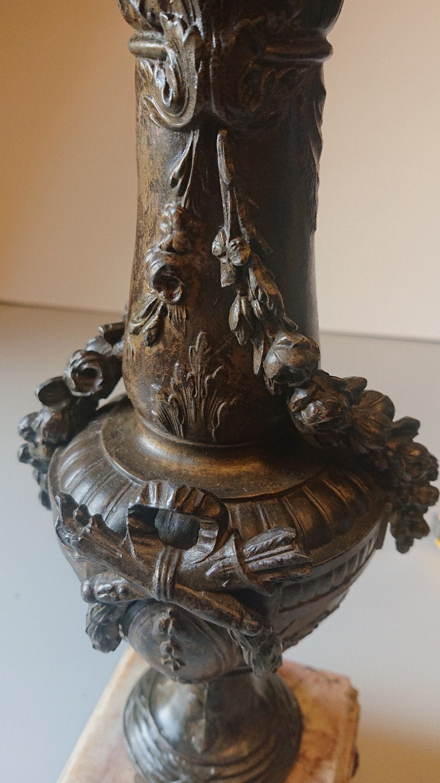 Antieke spelter zamac bronzen brons vaas urn cassolette, Ophalen of Verzenden