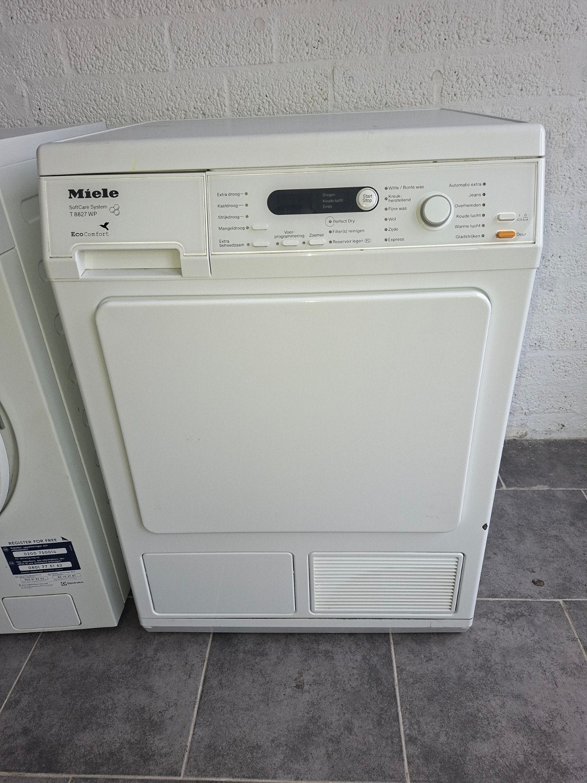 Miele warmtepompdroger, Witgoed en Apparatuur, Wasdrogers, Gebruikt, Overige typen, Voorlader, 6 tot 8 kg, 85 tot 90 cm, Anti-kreukfase