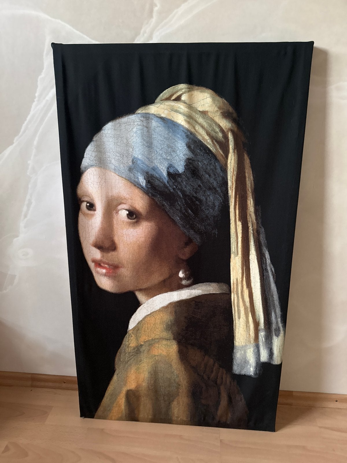 Meisje met de parel - Doek op frame (58x102cm), Antiek en Kunst, Ophalen, Doek, Portret of Personen, Klassiek