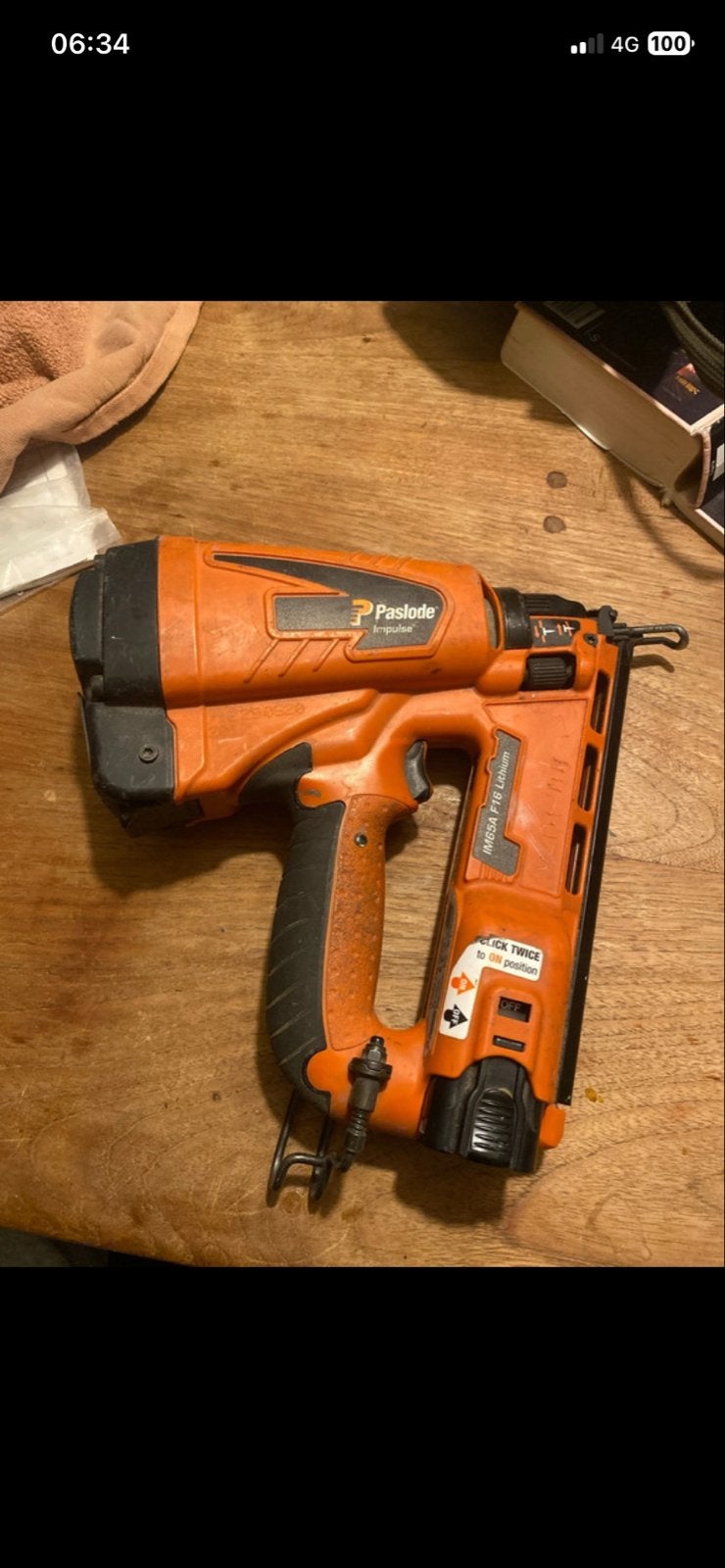 Paslode IM65A F16 Lithium tacker, Ophalen of Verzenden, Gebruikt, Tacker/nietmachine, Overige merken