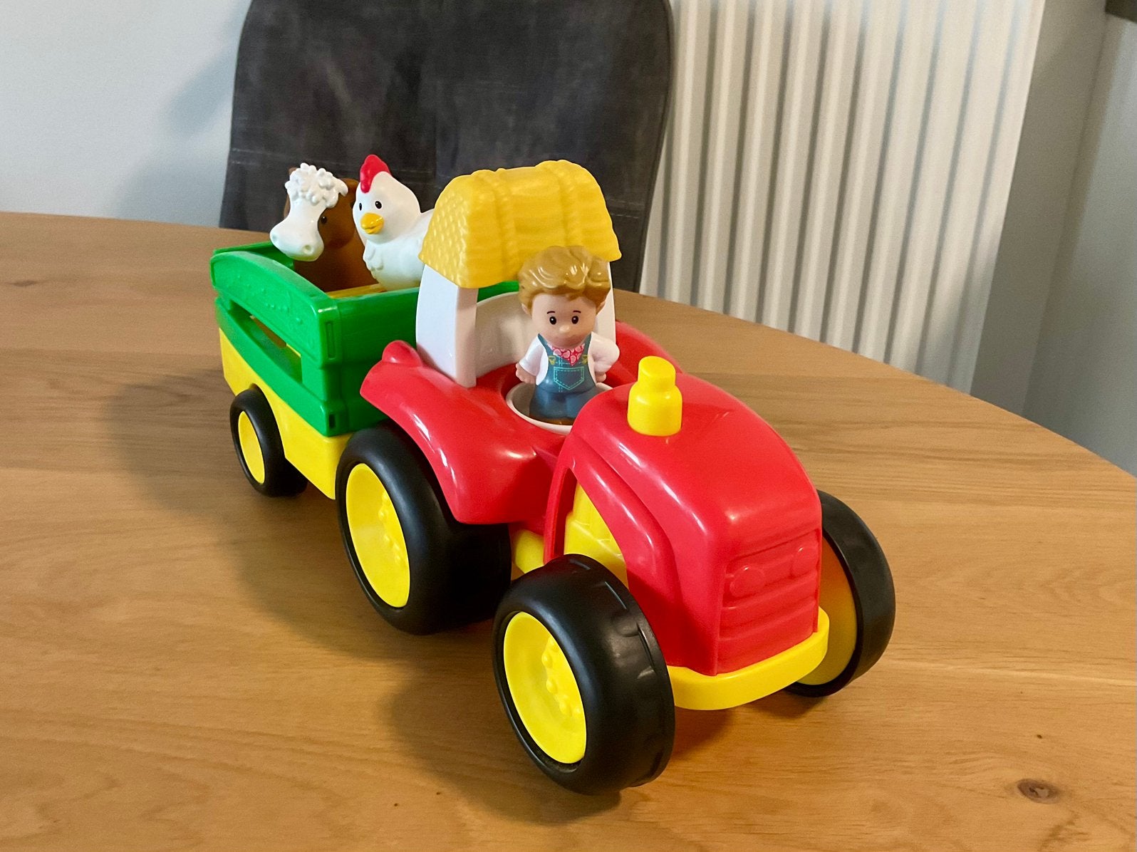 Little People : Tractor met boer / koe / kip en baal stro, Ophalen, Gebruikt, Auto of Voertuig