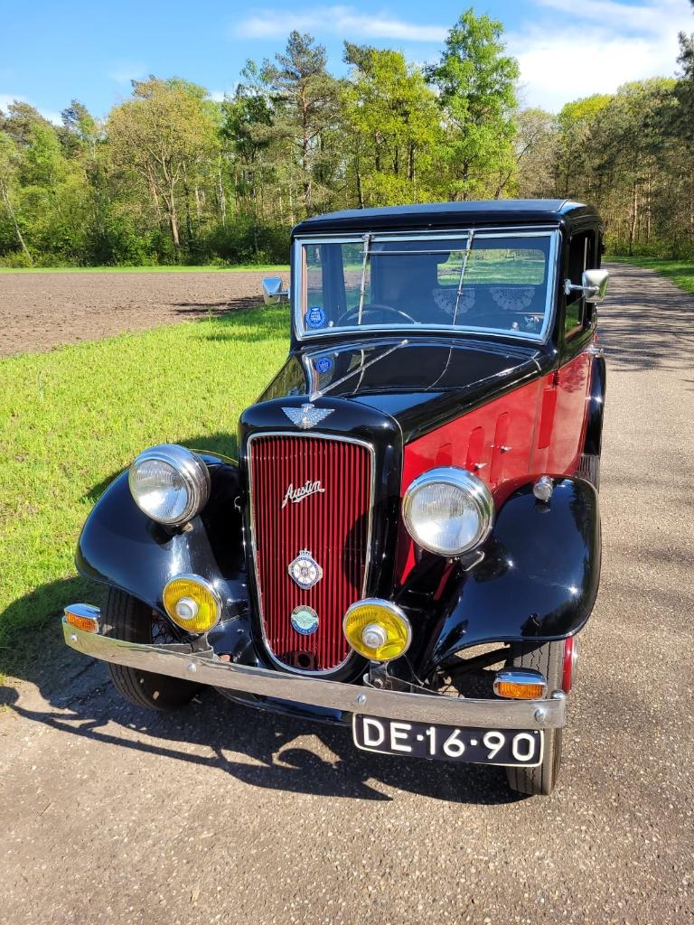 Austin Ten Saloon 1935 Oldtimer/ Klassieker, Auto's, Austin, Particulier, Benzine, Sedan, Handgeschakeld, Geïmporteerd, Rood, Grijs
