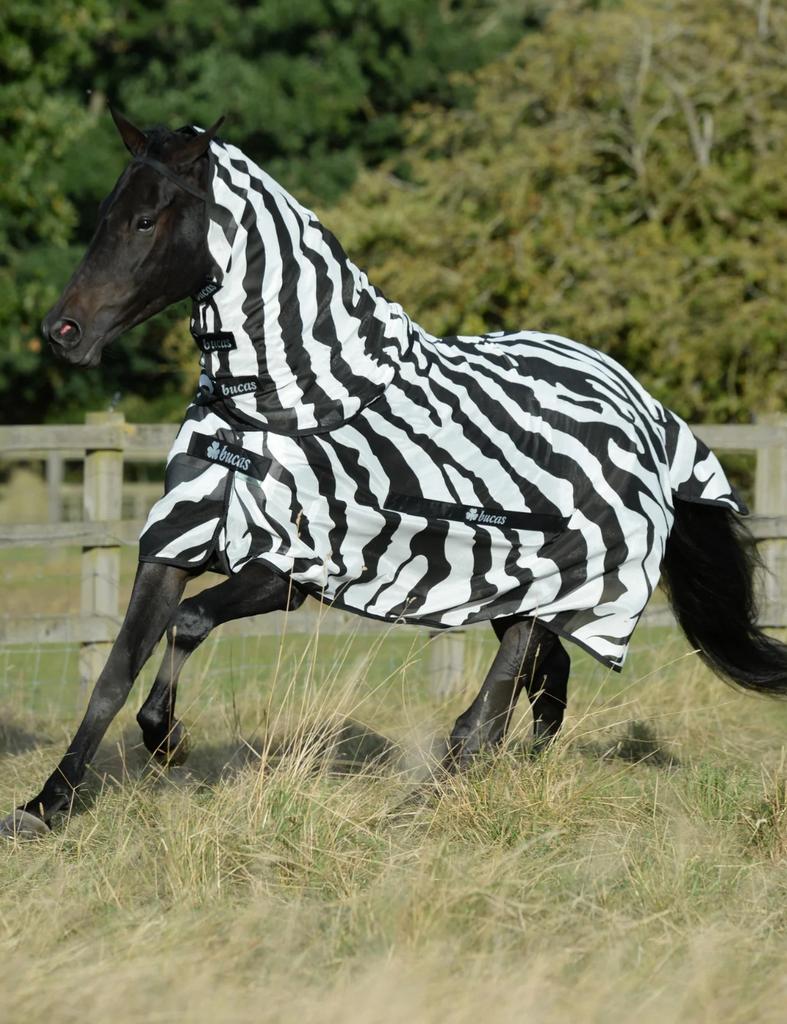 NIEUWE Bucas Buzz Off Zebra F/N vliegendeken met hals, Dieren en Toebehoren, Ophalen of Verzenden, Nieuw, Vliegendeken, Bucas