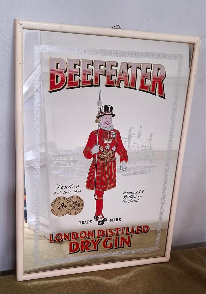 Vintage spiegel jaren '70 Beefeater Gin, Ophalen of Verzenden, Gebruikt, Overige typen