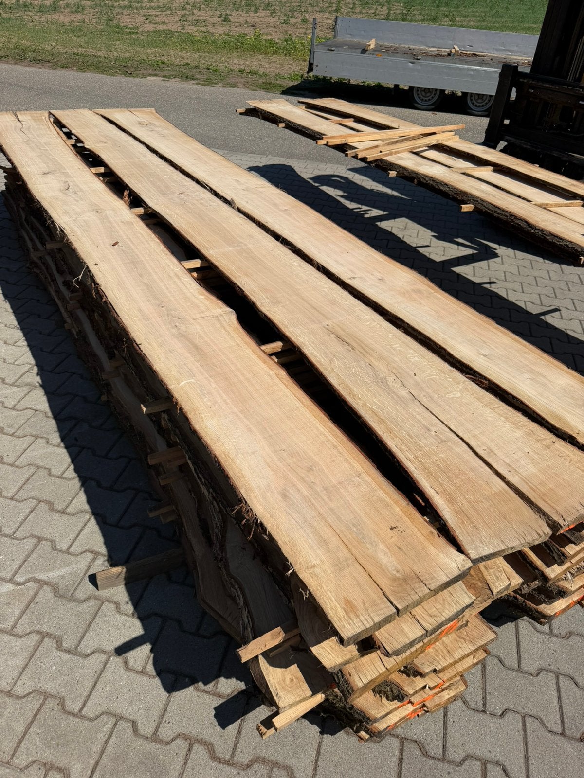 30 zeer mooie eiken Schaaldelen 420x20-40x2,5 cm, Doe-het-zelf en Verbouw, Hout en Planken, Ophalen, Eiken, Zo goed als nieuw