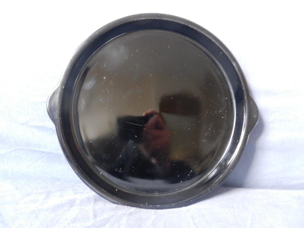 Rond zwart glazen dienblad Leerdam , Copier?, Ophalen of Verzenden