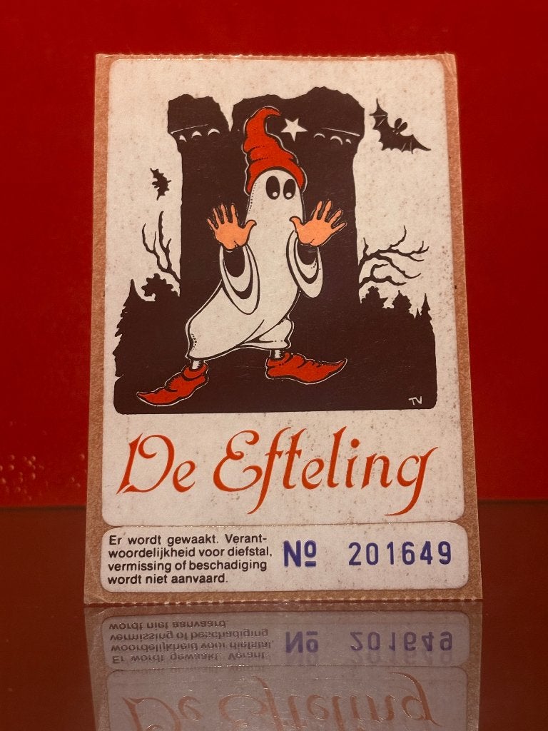 Efteling Spookslot Parkeerkaart 1978 sticker zeer zeldzaam!