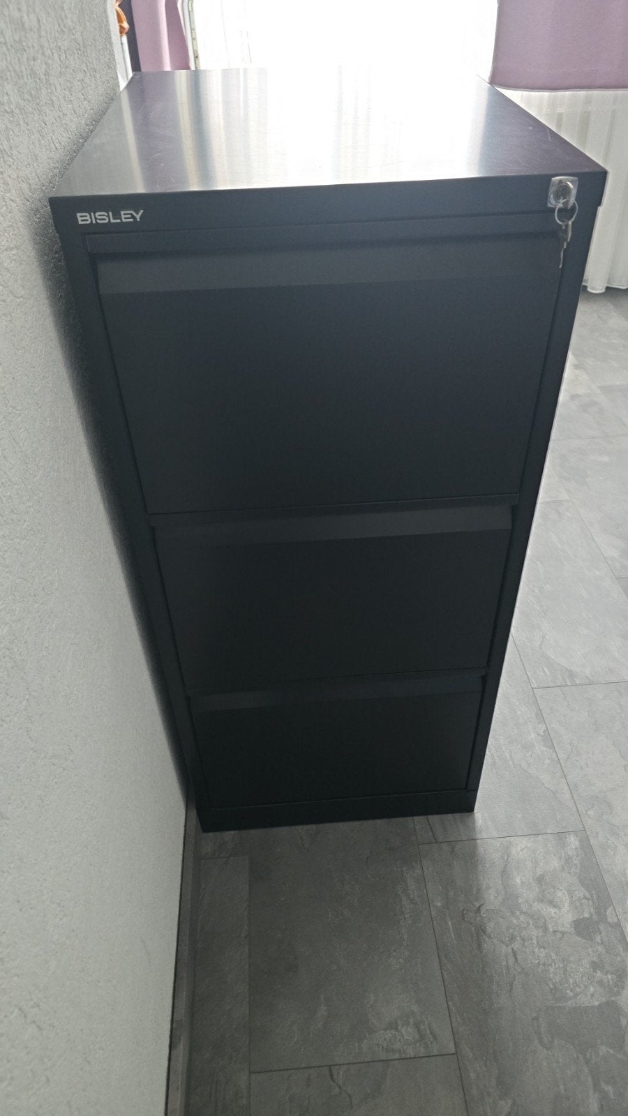 Bisley Archiefkast Zwart met 3 Lades en 2 Sleutels, Minder dan 50 cm, Gebruikt, 100 tot 150 cm, Ophalen of Verzenden