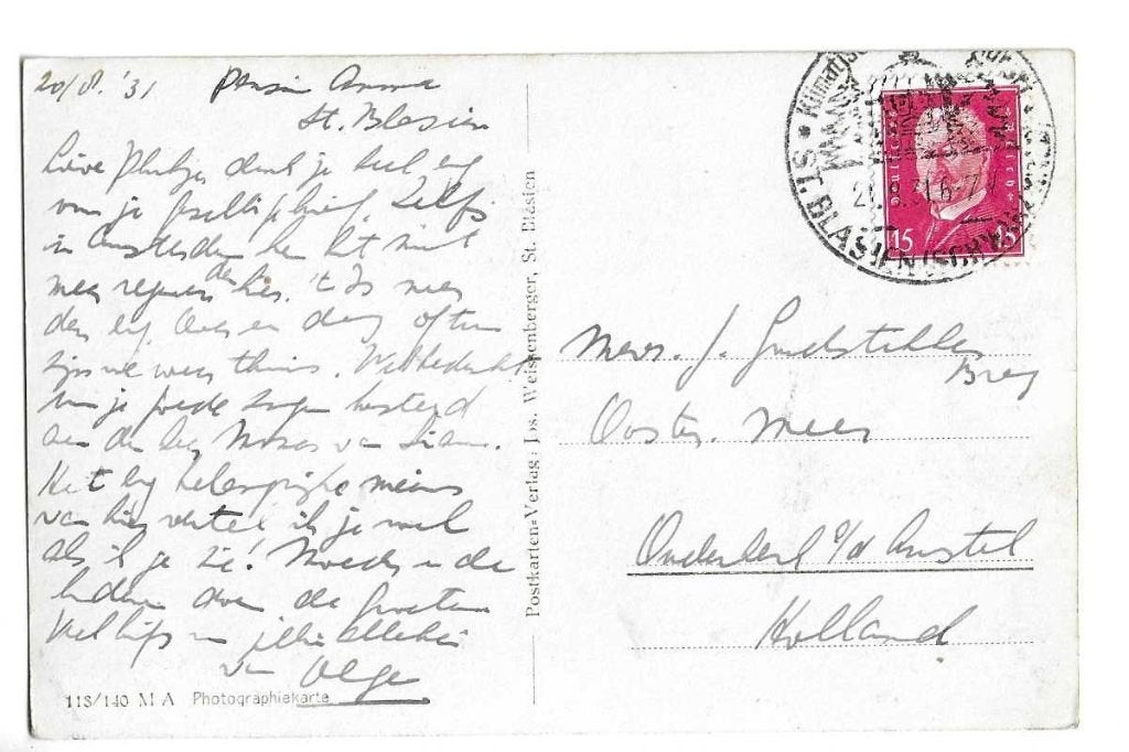 goudstikker  1931  ansicht aan plukje uit blasien, Verzenden, Briefkaart
