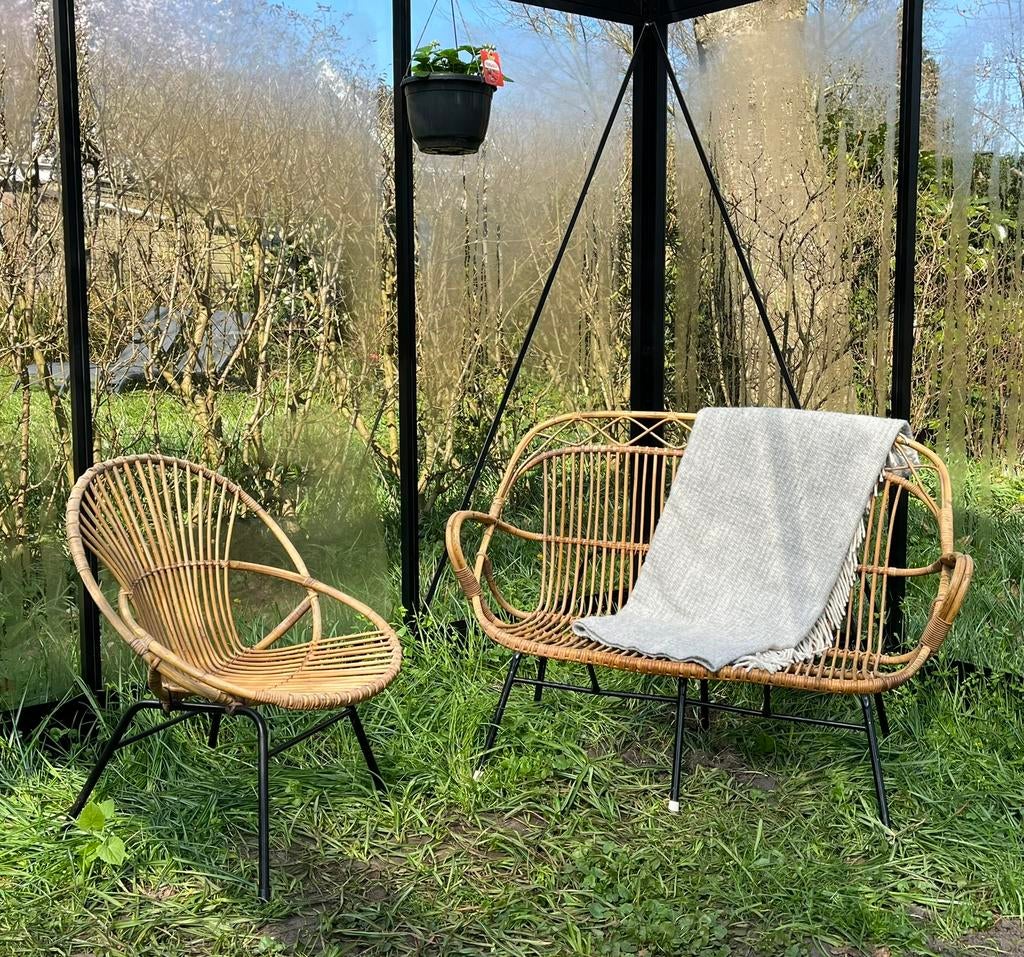 Rohé Noordwolde 4-delige set, Tuin en Terras, Ophalen, Zo goed als nieuw, Rotan