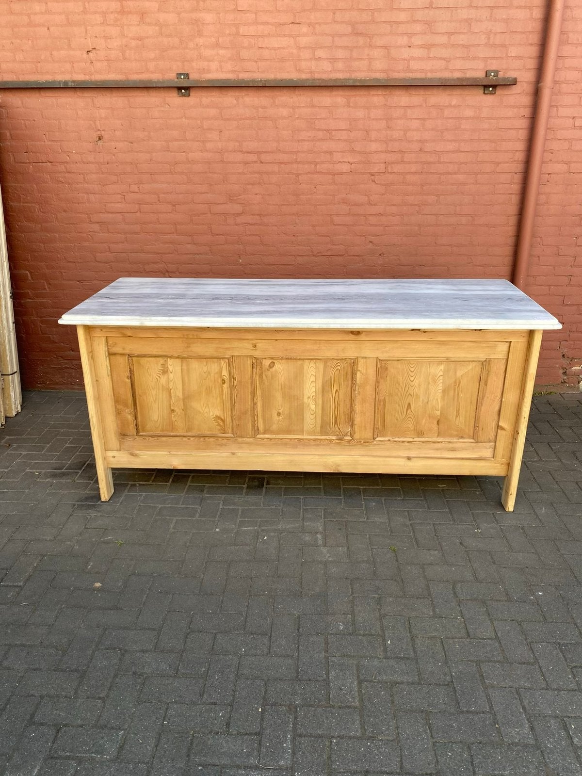 Keukenblok met wit marmeren blad, Ophalen of Verzenden, Zo goed als nieuw, Hout