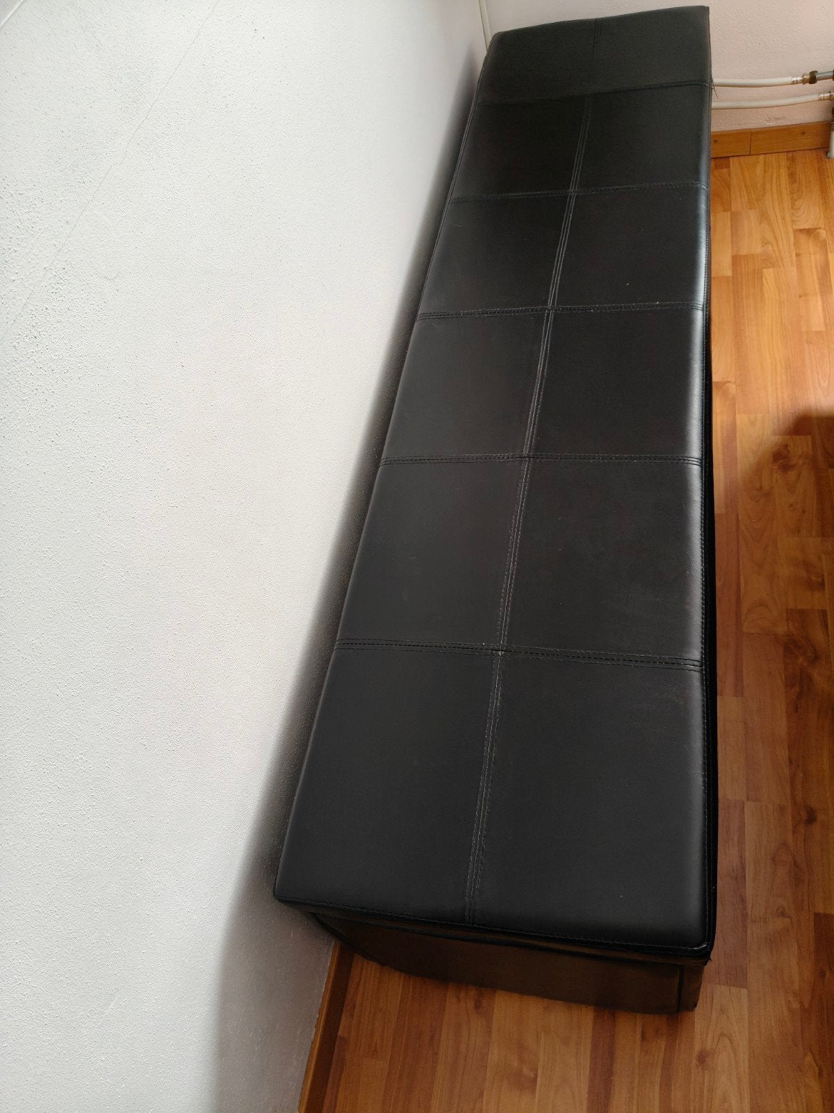 Opbergbank met deksel en zwart leer 175x45x45cm, Ophalen