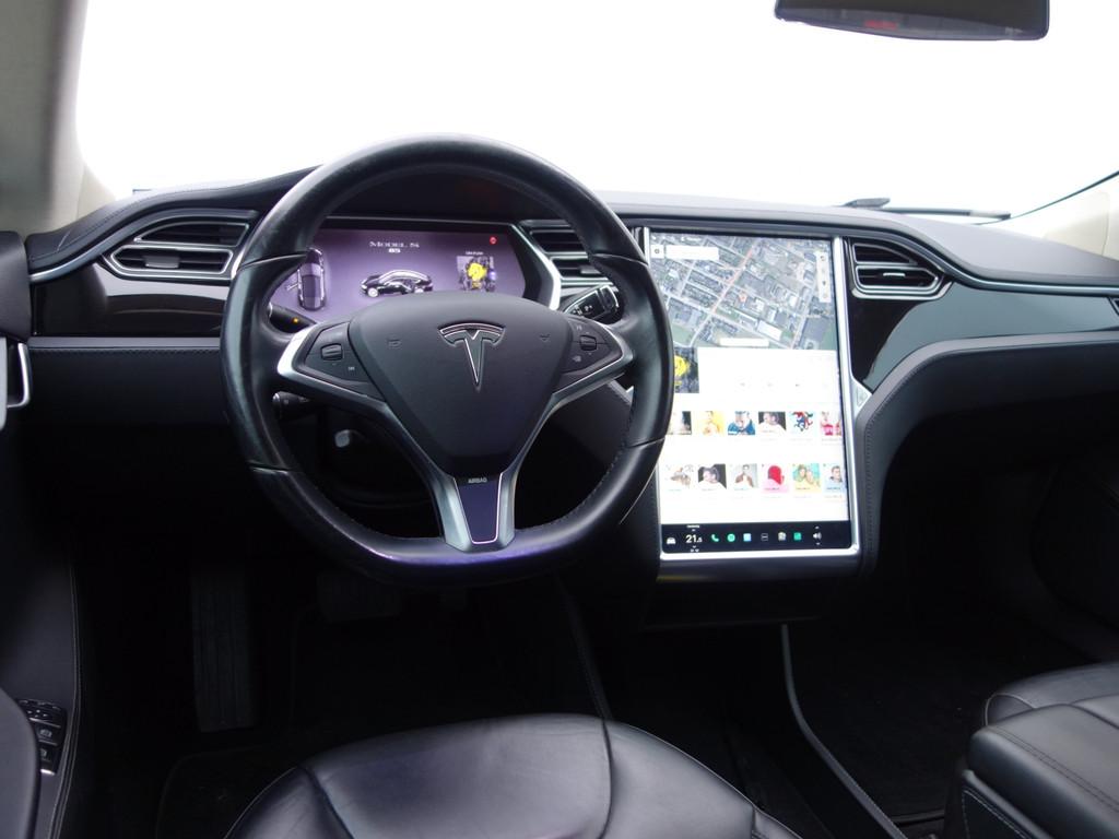 Tesla Model S 85 Free Supercharge Incl BTW Panorama Leer+Ver, Auto's, Tesla, Achterwielaandrijving, Gebruikt, Model S, Zwart
