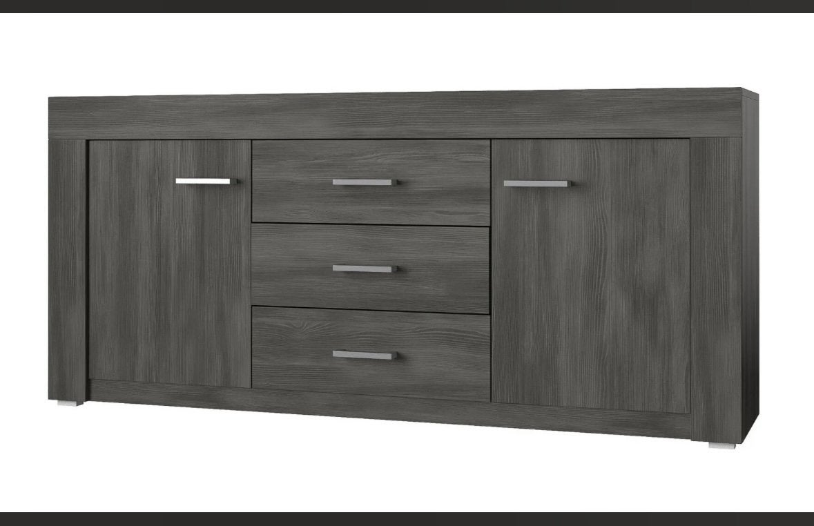Dressoir+ Eettafel 160 cm - Donker houtnerf design, Huis en Inrichting, Ophalen, Gebruikt, 150 tot 200 cm, Vier personen