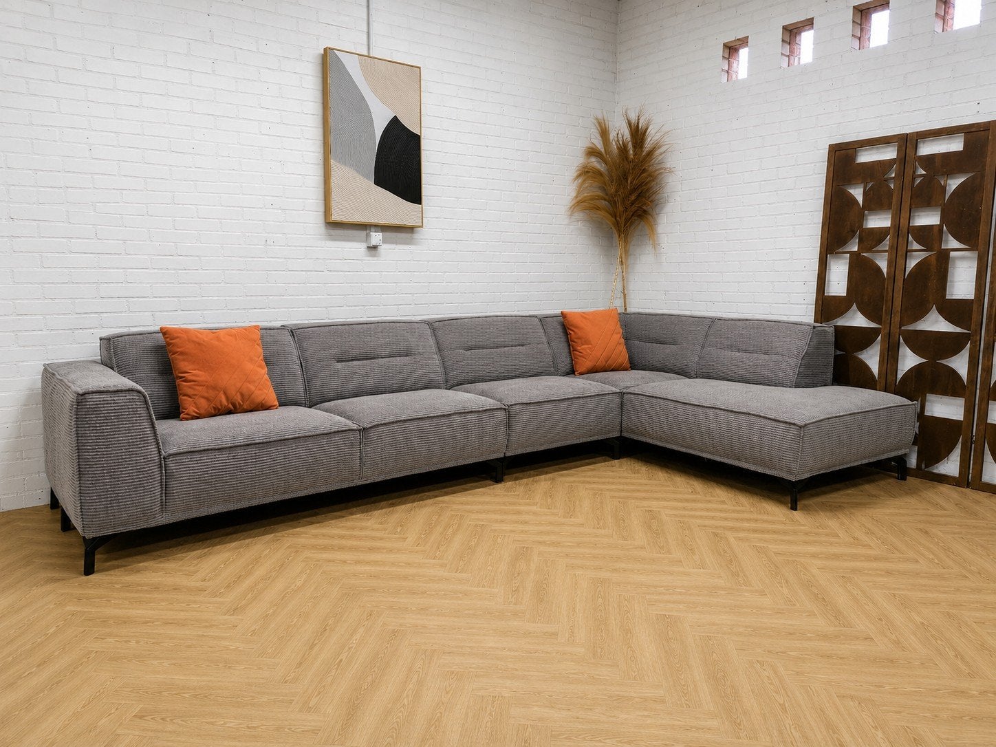 Hoekbank | Ribstof | Oosterbaan, Ophalen of Verzenden, Zo goed als nieuw, 150 cm of meer, Vierpersoons of meer