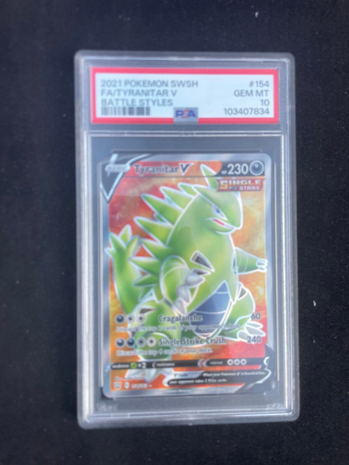 Tyranitar V SWSH #154 PSA 10 Gem Mint Pokémon Kaart, Ophalen of Verzenden, Nieuw, Losse kaart
