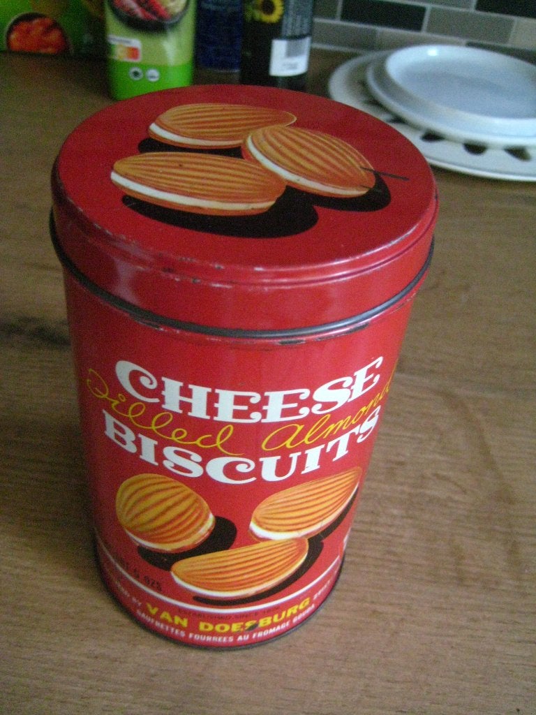 blikje cheese biscuits - v doesburg zeist, Verzamelen, Blikken, Ophalen of Verzenden, Zo goed als nieuw, Overige