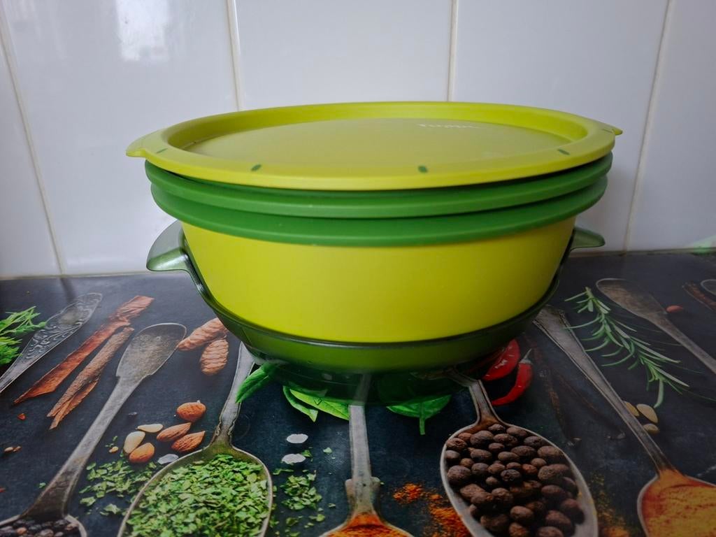 Tupperware MicroGourmet Stoompan - Gezond Magnetron Koken, Ophalen of Verzenden, Gebruikt, Groen, Overige typen