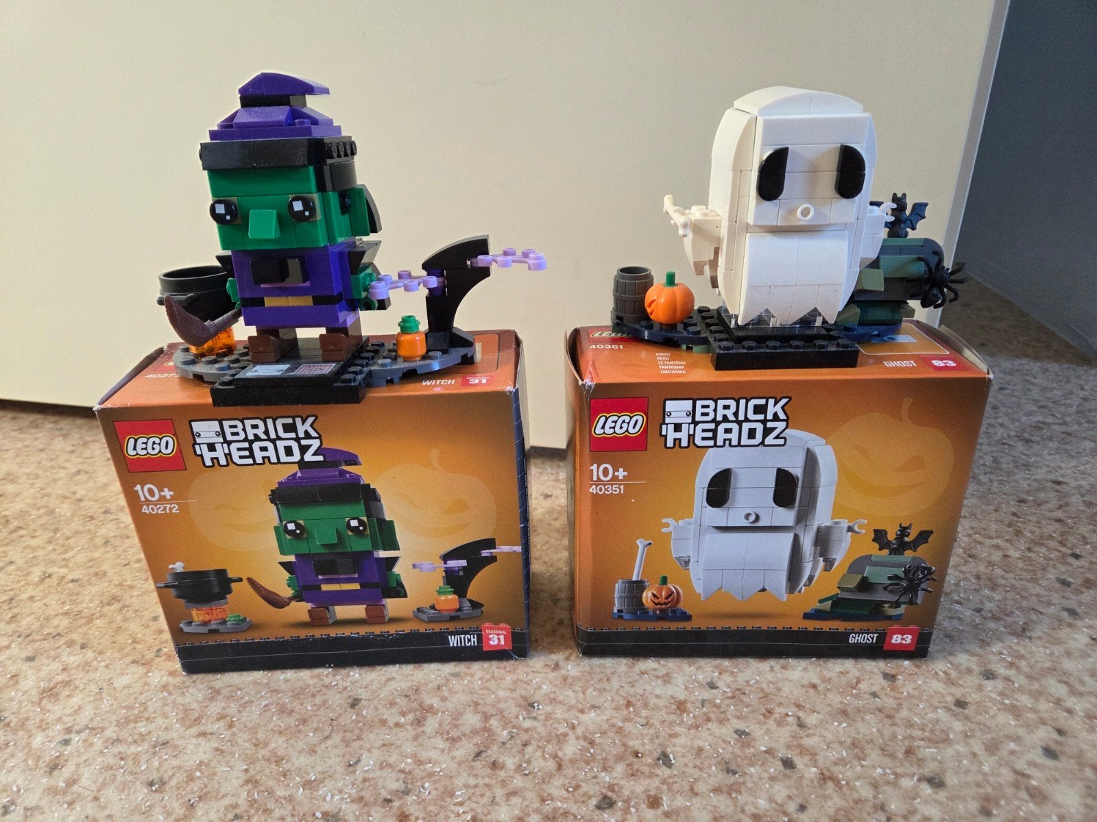 LEGO BrickHeadz Heks (40272) en Spook (40351) - Halloween, BrickHeadz, Lego, Ophalen of Verzenden, Zo goed als nieuw