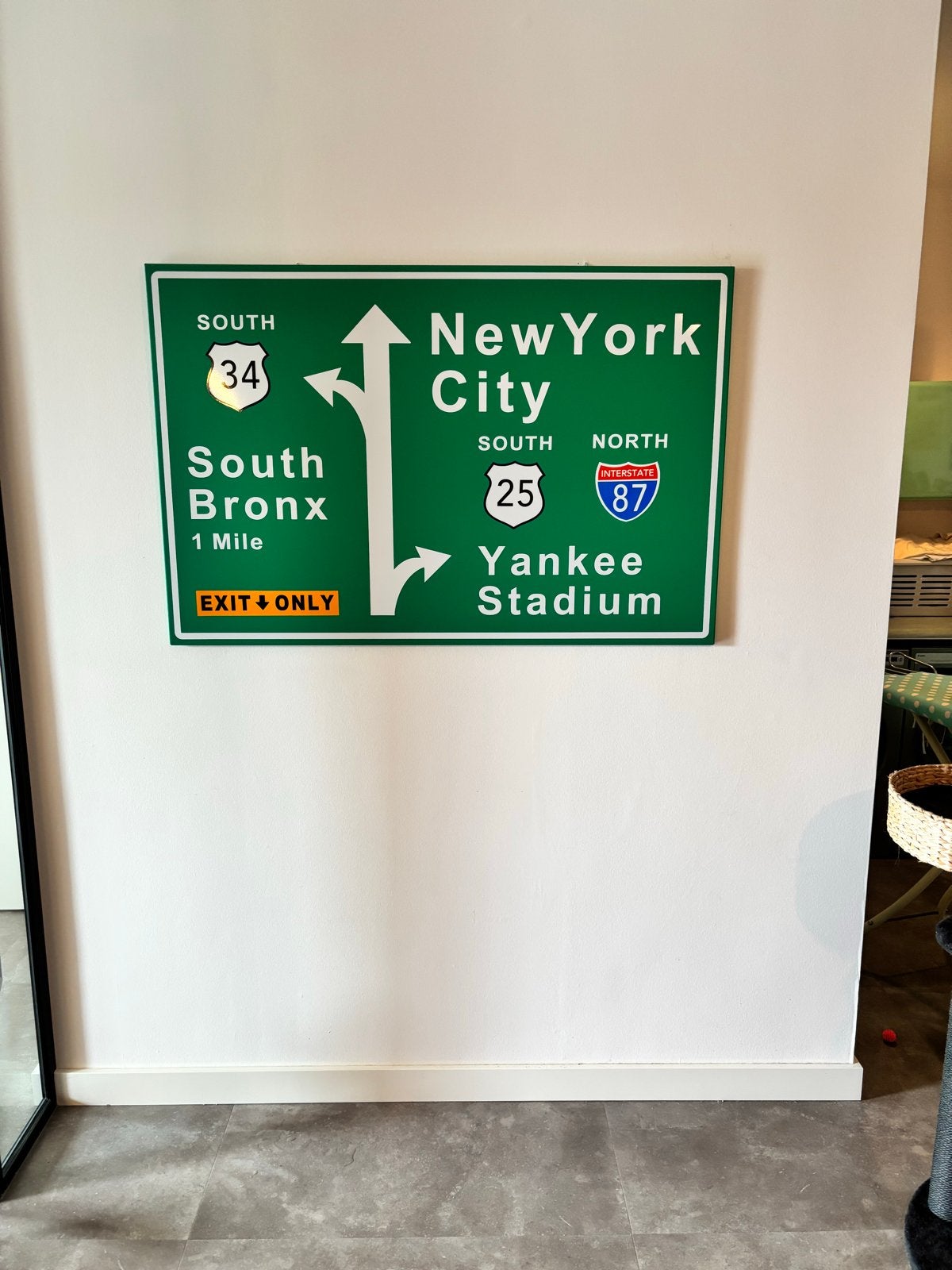 Verkeersbord New York City - Decoratief Reclamebord, Ophalen, Metaal, Groen, Industrieel