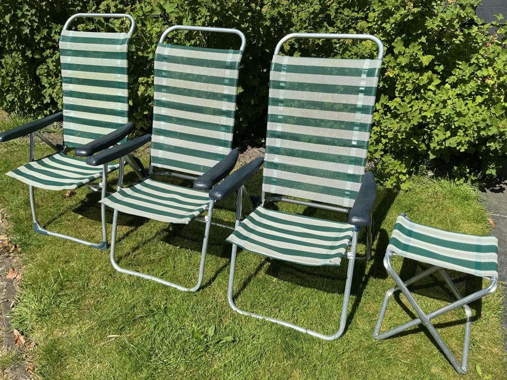 3 Crespo Campingstoelen (8 standen) met voetenbankje, Ophalen, Gebruikt, Campingstoel