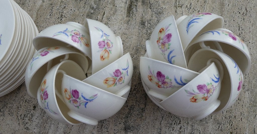 Mosa Tulpen Servies Ontbijtborden Kop en Schotels + Roomstel, Antiek en Kunst, Ophalen of Verzenden