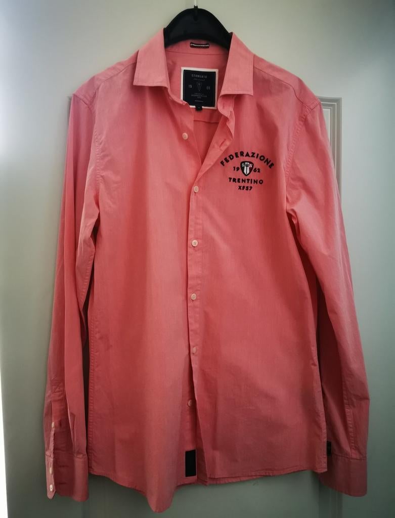 Stangata Herenblouse - Trendy Roze met Opdruk Maat M, Kleding | Heren, Overhemden, Stangata, Zo goed als nieuw, Roze, Halswijdte 39/40 (M)