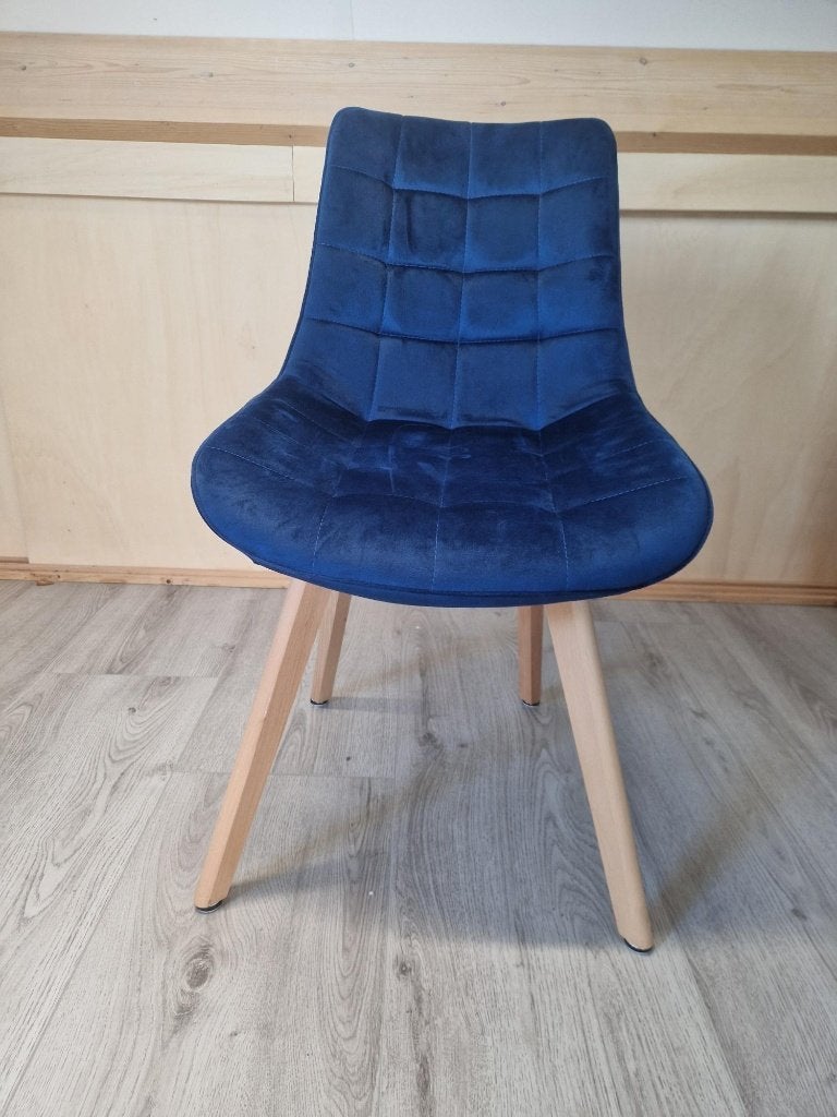 6 Blauw fluwelen eetkamerstoelen van CLP Brook, Ophalen, Hout, Blauw, Scandinavisch