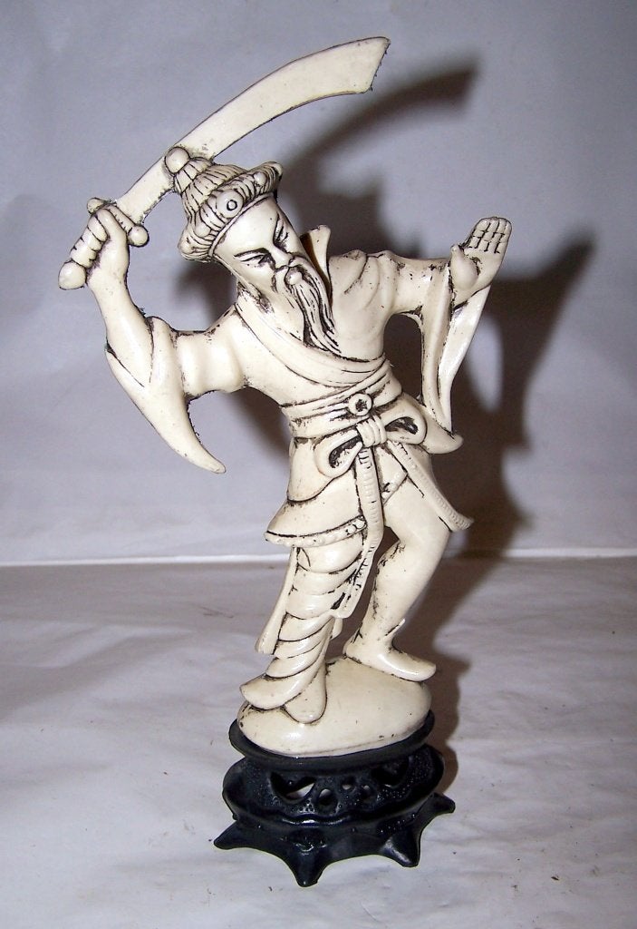 Vintage beeldje Chinese Samoerai. H. 26cm. Izgs., Ophalen of Verzenden, Zo goed als nieuw, Mens