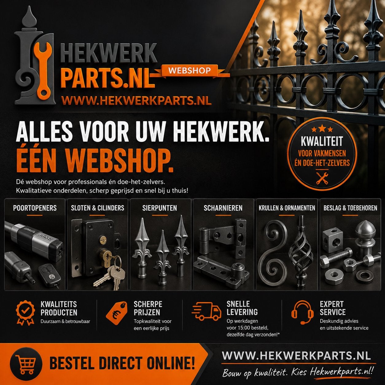 Diverse Hekwerkonderdelen en Sierhekwerk, Met poort, Nieuw, Ophalen of Verzenden, Sierhekwerk