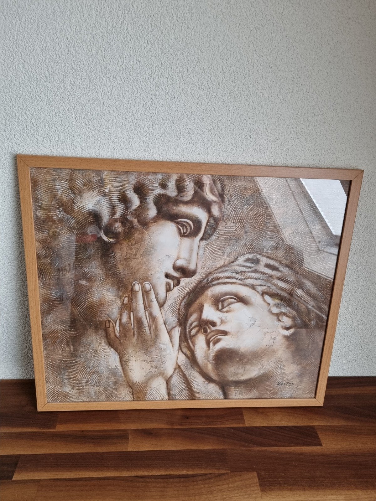 Klassiek schilderij: Portret van twee figuren 63x53 cm, Antiek en Kunst, Kunst | Schilderijen | Klassiek, Ophalen