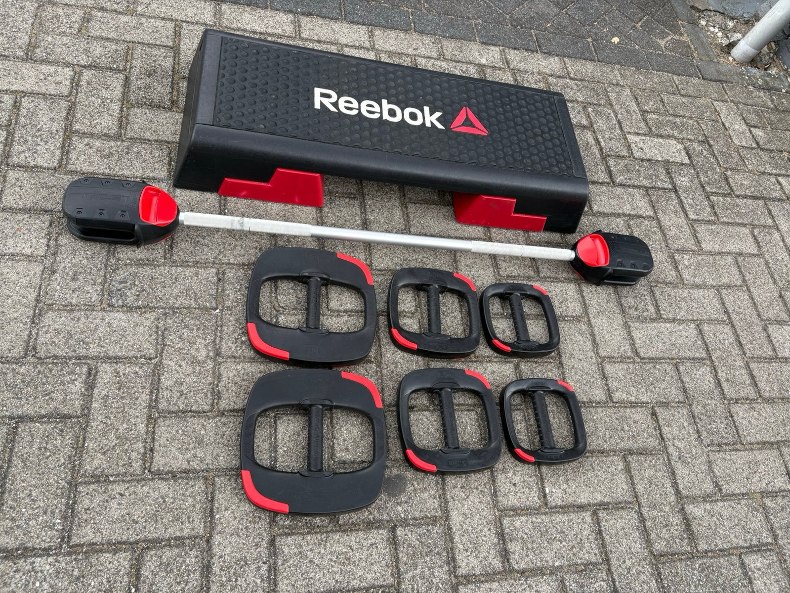 Reebok step met les mills 2.0 set smart bodypump, Sport en Fitness, Gebruikt, Ophalen of Verzenden, Reebok, Halterset