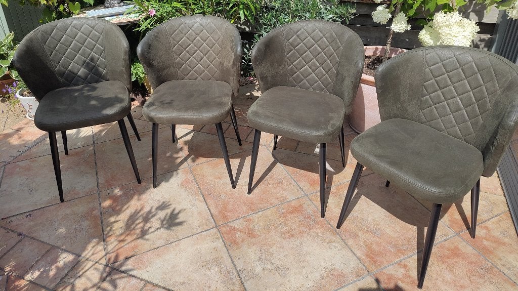 4 eetkamerfauteuils groen, Ophalen, Overige materialen, Gebruikt, Minder dan 75 cm