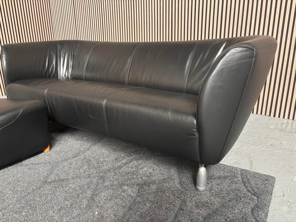 GRATIS LEVERING Leolux Pupilla Bank + Poef 212x90 GEREINIGD, Driepersoons, Ophalen of Verzenden, Zo goed als nieuw, Rechte bank