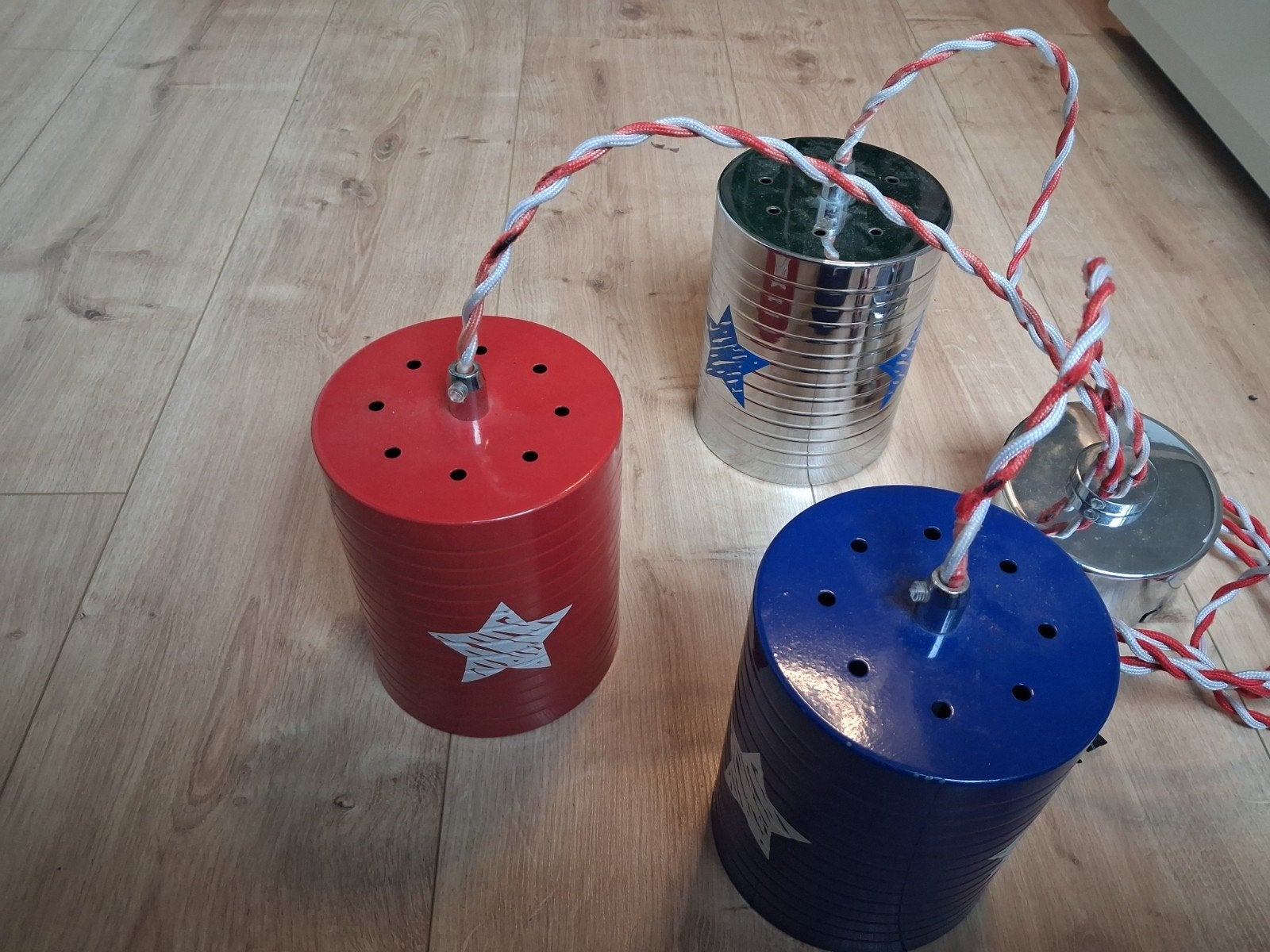 Lief! Hanglamp voor Kinderkamer - Rood, Blauw, Zilver, Gebruikt, E14 (klein), Ophalen of Verzenden, Metaal