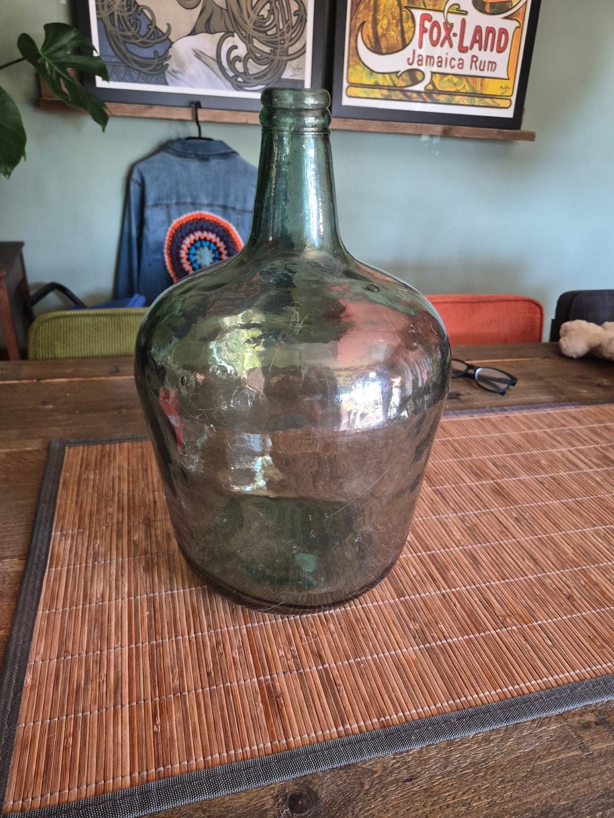 Grote Gistfles 40 cm hoog, Huis en Inrichting, Ophalen, Groen, Glas