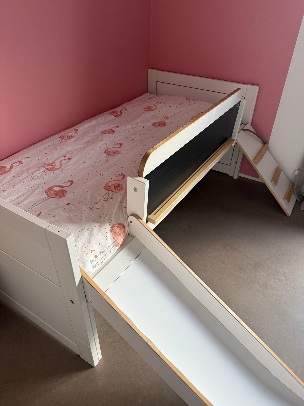 Lifetime Kidsrooms halfhoogslaper met glijbaan en klimtouw, Ophalen, 85 tot 100 cm, Gebruikt, Hoogslaper of Stapelbed