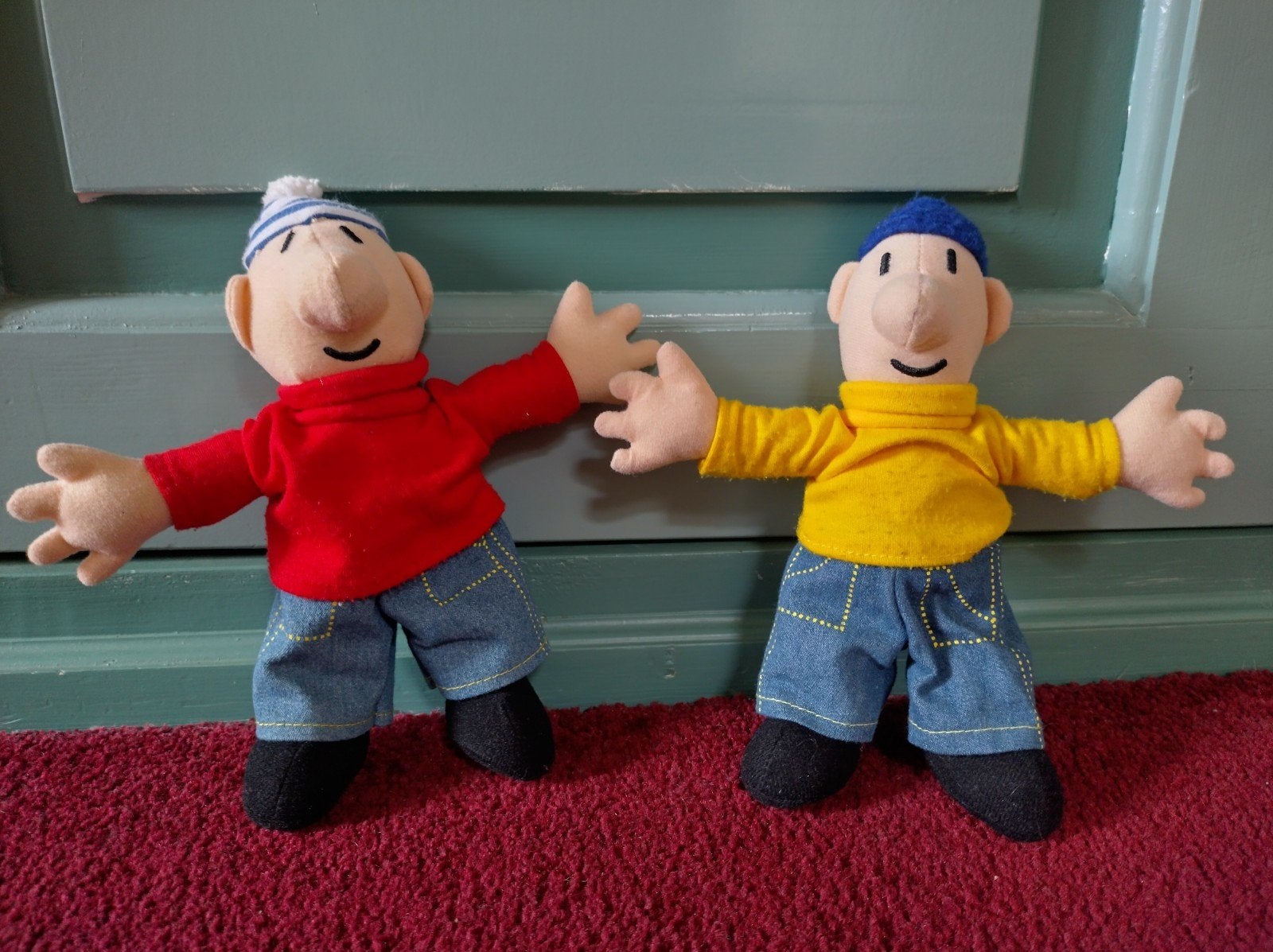 Buurman en Buurman / Pat & Mat knuffels poppen, Gebruikt, Overige typen, Ophalen of Verzenden, Met kleding of accessoire