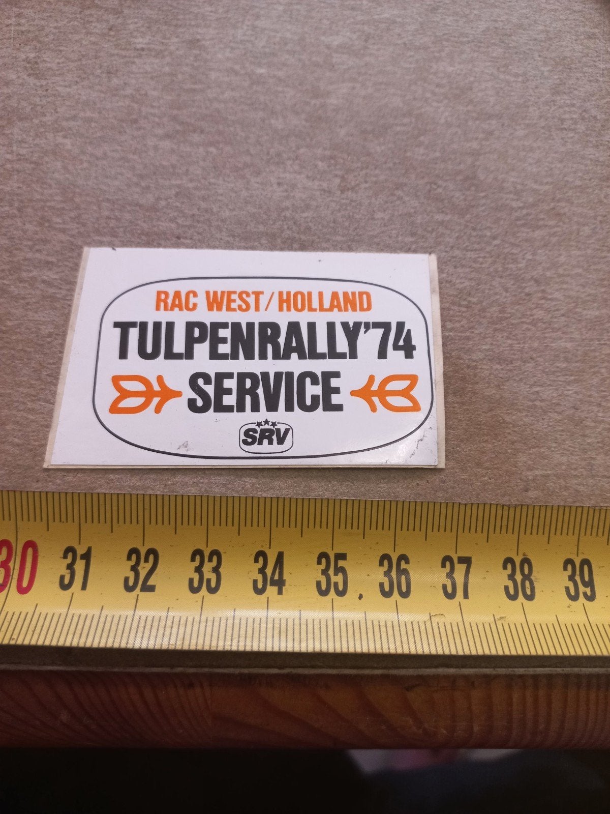 Vintage Tulpenrally '74 Service sticker RAC West/Holland srv, Ophalen of Verzenden