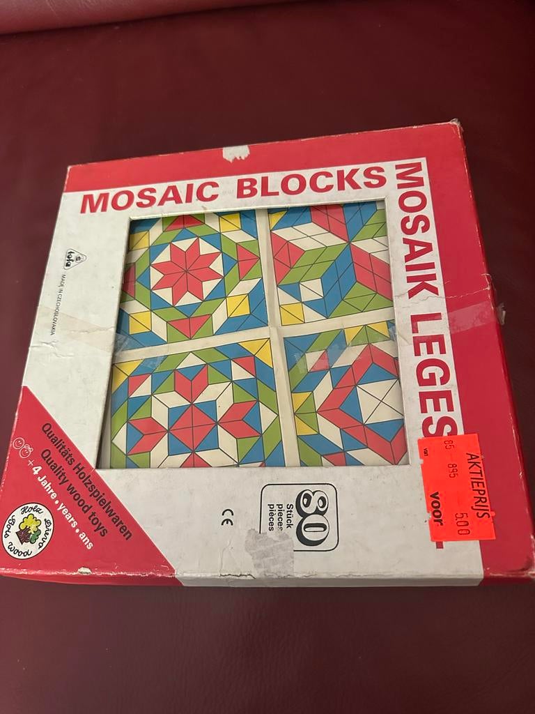 Vintage Mozaïek Blokjes Jaren '70 - Houten Legpuzzel, Kinderen en Baby's, Speelgoed | Educatief en Creatief, Ophalen of Verzenden